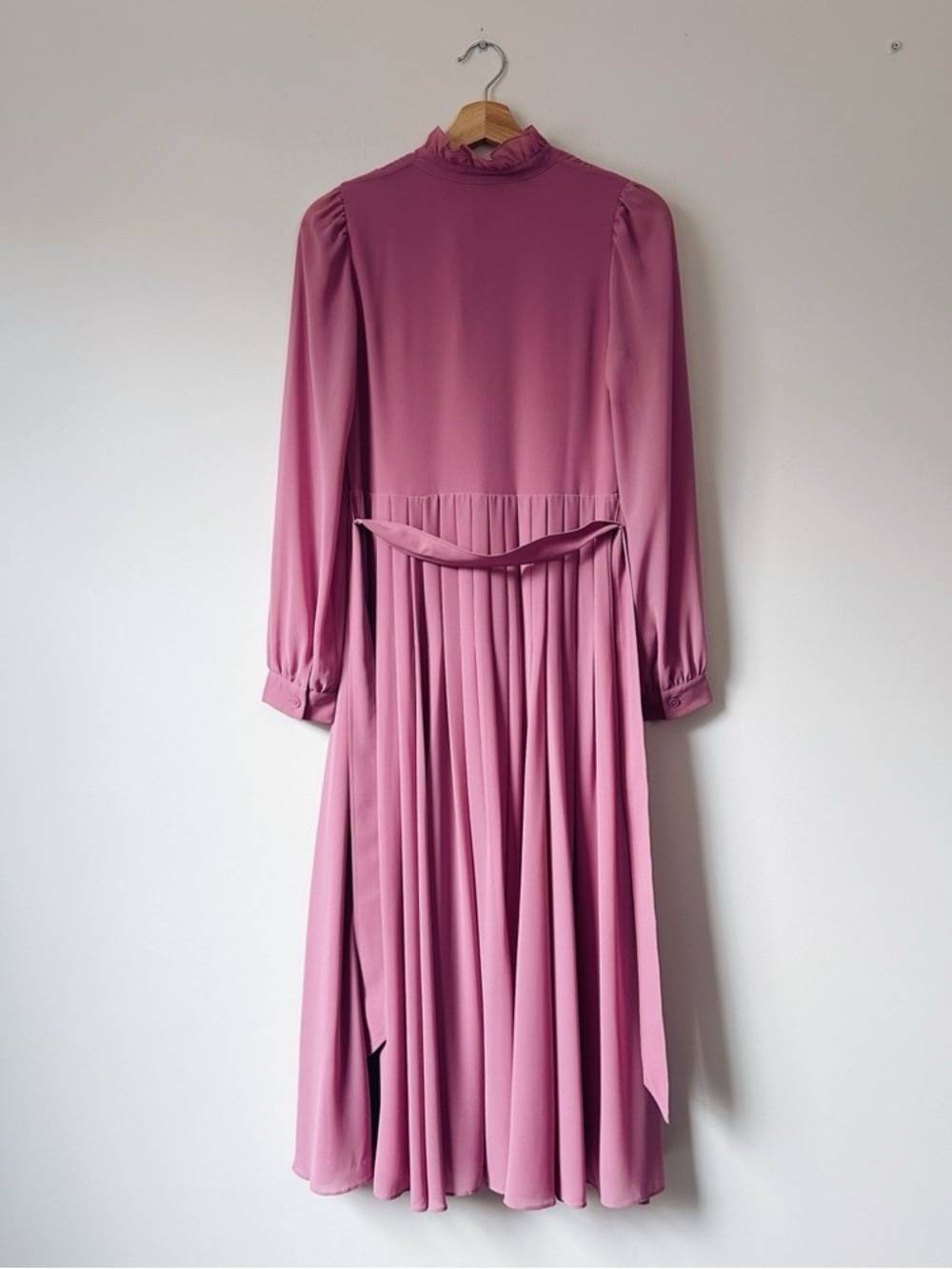 Aritzia Wilfred Salon Chiffon Button-up Maxi Shirt Dress Frozen Berry - Picture 9 of 10